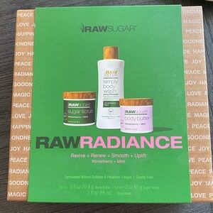 Raw Sugar body wash, sugar scrub and body butter, new